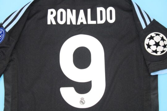 Jersey Retro Real Madrid Visita  09-10  Hombre Ronaldo 9 Manga Corta Versión Aficionado