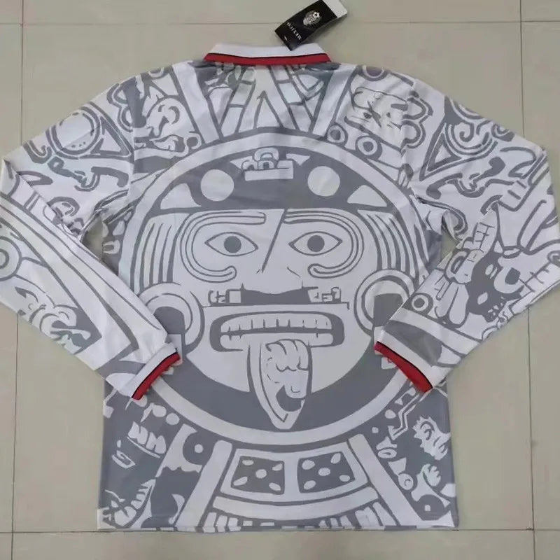 Jersey Retro Mexico Visita Francia 98 Blanco Manga Larga Versión Aficionado