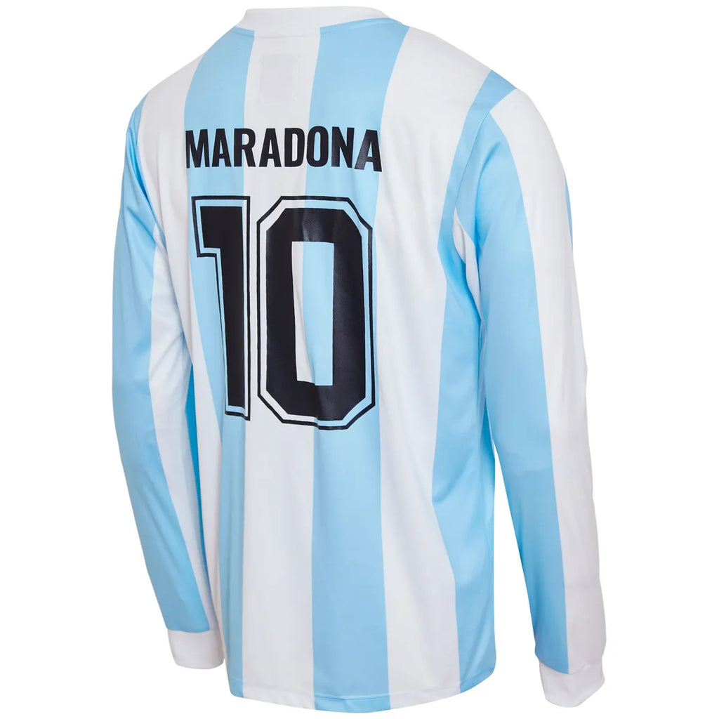 Jersey Retro Argentina Mexico 86 10 Maradona Manga Larga Version Jugador Calidad Premium