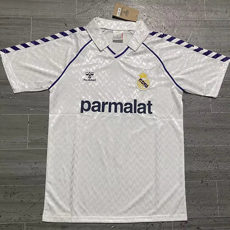 Jersey Retro Real Madrid 86-87  Hombre 9 Manga Corta Versión Aficionado