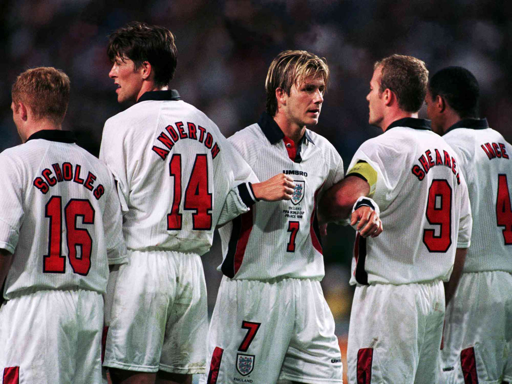 Jersey Retro Inglaterra  1998 7 Beckham  Manga Larga Version Aficionado