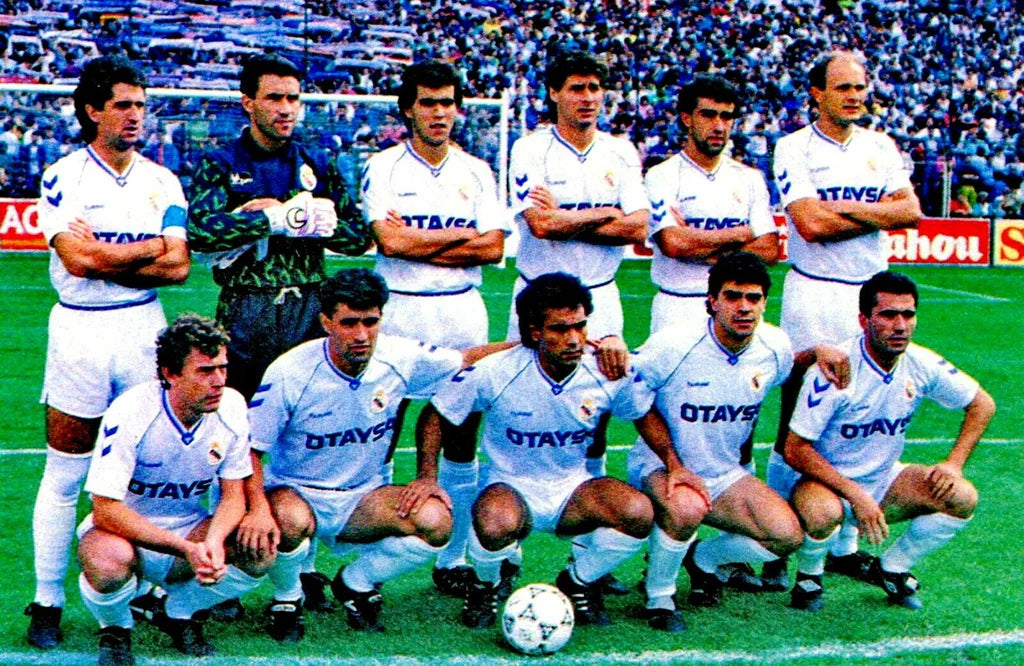 Jersey Retro Real Madrid 90-91 Hombre Hugo Sanchez 9 Manga Corta Versión Aficionado