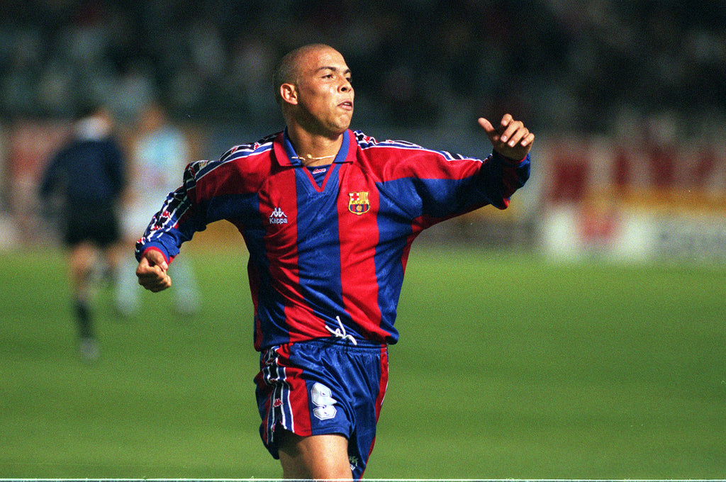 Jersey Retro FC Barcelona  Local 95-96 Manga Larga Ronaldo 9 Version Aficionado Calidad Premium