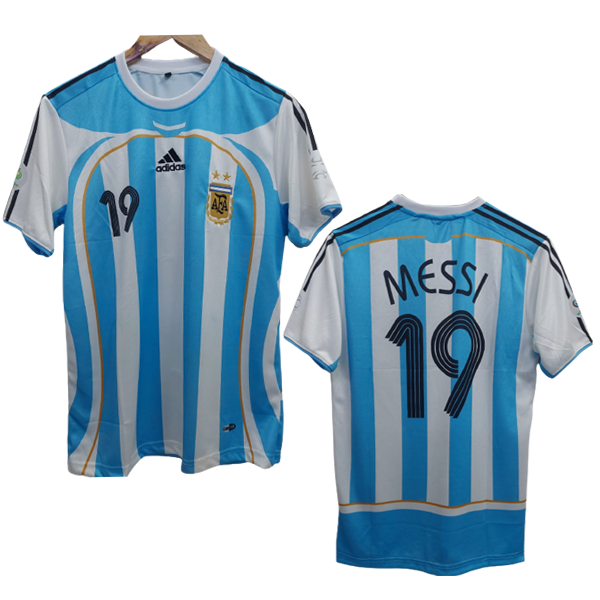 Jersey Retro Argentina Local Alemania 2006 Messi 19 Manga Corta Version Jugador