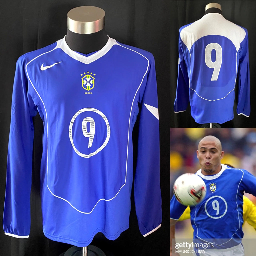 Jersey Retro Brasil Visita 2004 9 Ronaldo  Manga Corta Version Aficionado