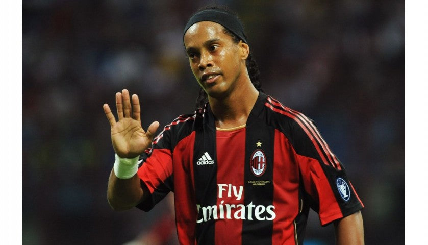 Jersey Retro AC Milan Local 10-11 Manga Larga Ronaldinho 80 Version Aficionado Calidad Premium